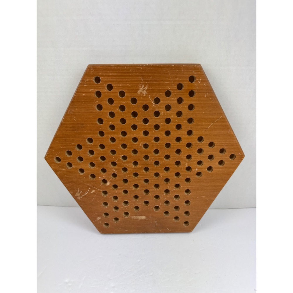 Vintage Wooden Chinese Checkers Board Hexagon Star Game Made in Taiwan 11.5 Inch
